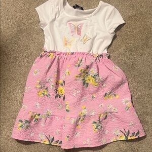 Lilt White and Pink Floral Kids Dress